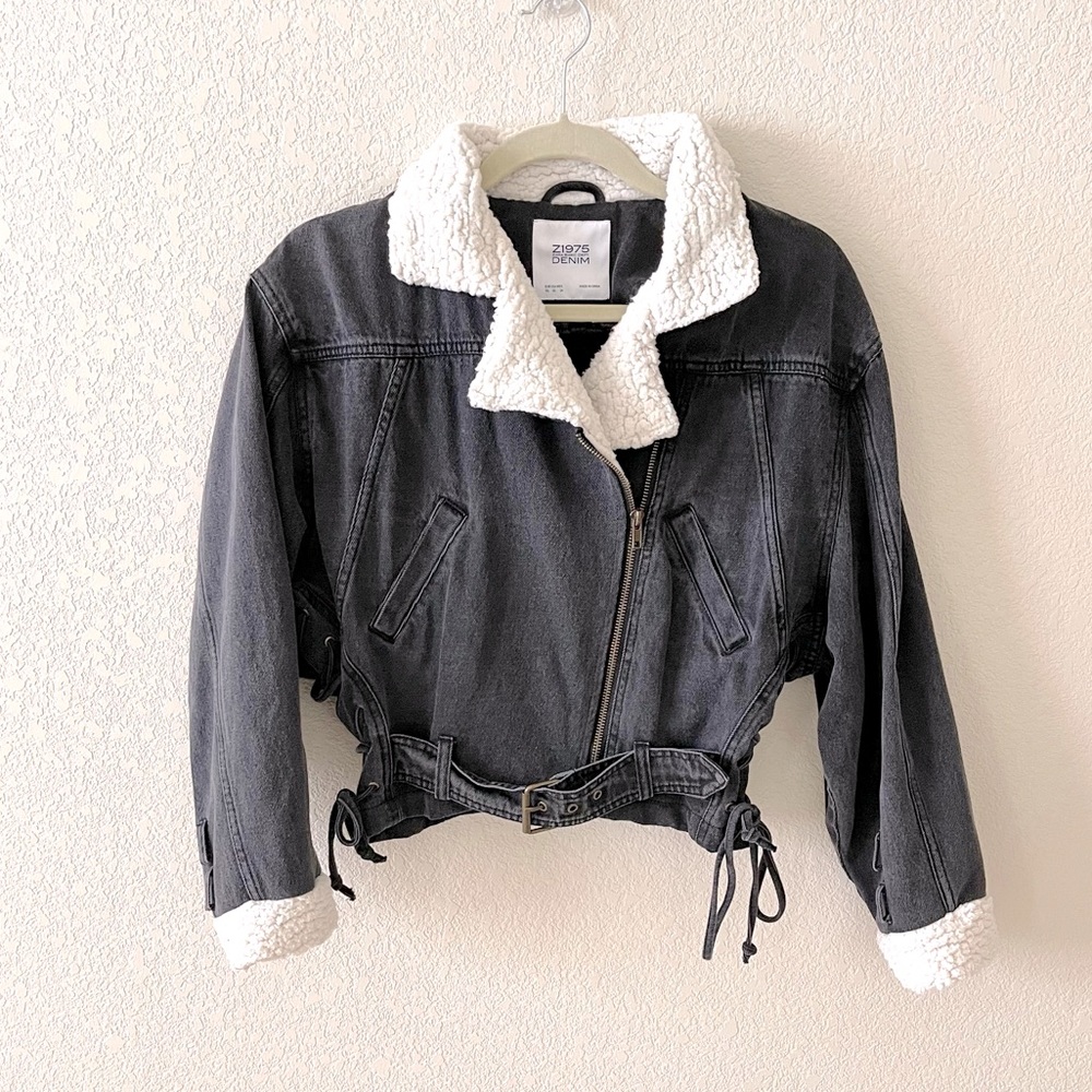 Zara Shearling Denim Jacket